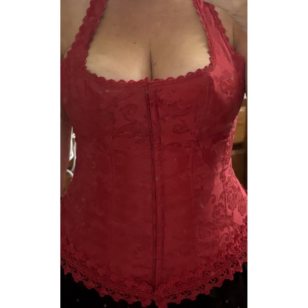 Vintage Frederick's of Hollywood Style 7005 Red Halter Corset Size 38